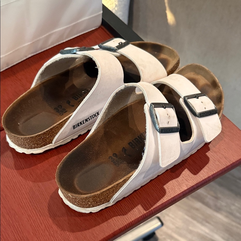 Birkenstock White Two-Strap Arizona Sandals